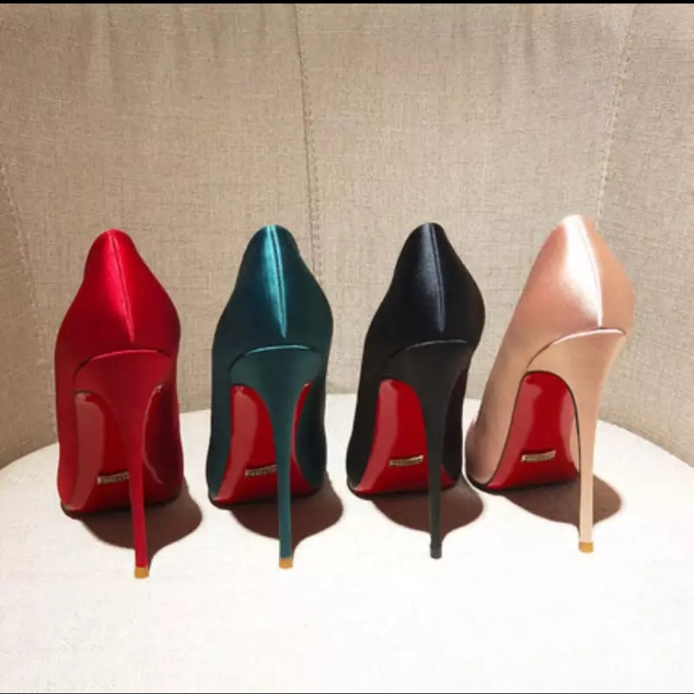 Silk Satin Women Sexy Pumps Red Bottom Shoes